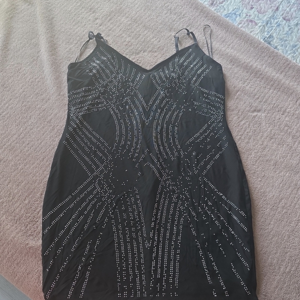 Source Unknown Black Studded Mini Dress